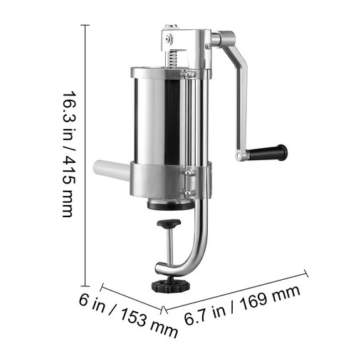 Manual Sausage Stuffer Stainless Steel Meat Maker W/ 3 Filling Nozzles 1.5L New - Picture 9 of 10