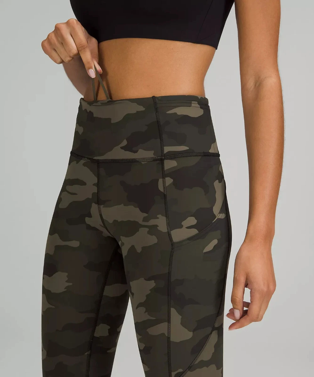 Lululemon Size 10 Fast Free HR Tight 25” Camo Green HCMO Nulux Pant Run