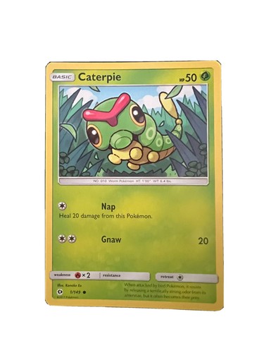 Pokémon TCG Caterpie Sun & Moon Base Set 1/149 Regular Common - Picture 1 of 2