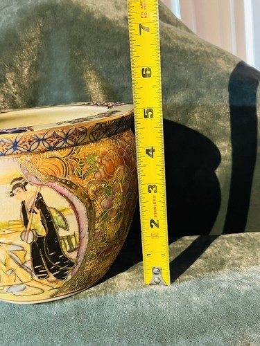 Antik/Vintage Porzellan Koi Fisch Schüssel Pflanzgefäß handbemalt Blattgold - Bild 22 von 24