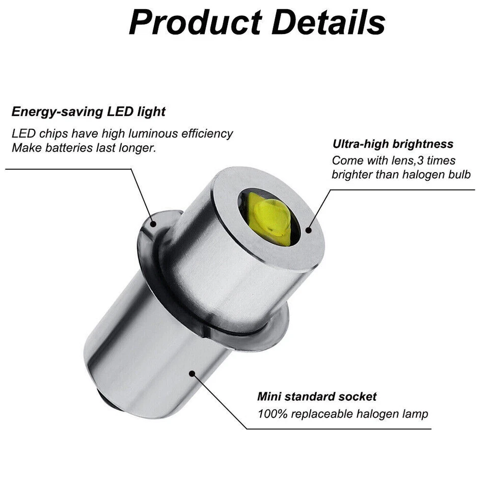 2Pcs White 18v Flashlight Replacement LED Bulb For HITACHI 318-767 UB18DAL 18DAL - Image 3 of 4