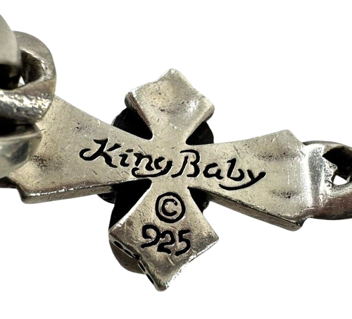 KING BABY Skull Cross Bracelet Sterling Silver Heavy 9” With Original Box - Picture 7 of 9