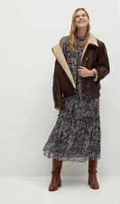 Mango women dress dance size 4 multicolor blue