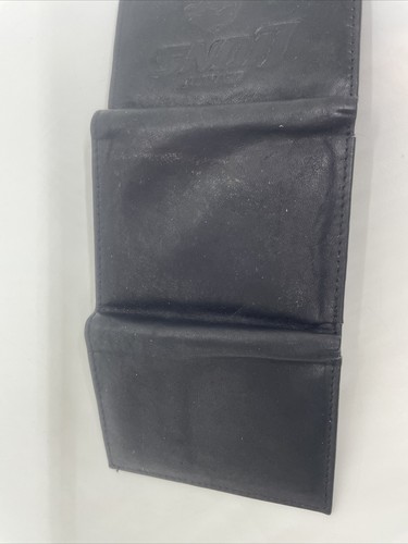 Embossed Detroit Lions Tri-Fold Solid Black LEATHER Wallet Genuine Cowhide VTG? - Picture 7 of 11