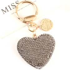 Black Rhinestone Heart Keychain Car Keychain Handbag Pendant Gift Men Women