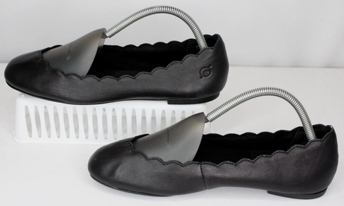 Mocassini slip-on bordo slip-on Born Allie Flats donna 9M in pelle nera con bordo - Foto 6 di 16