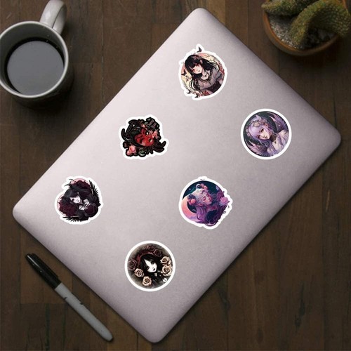 Goth Girl Stickers 500 pcs, 10 Sheets Graphic Horror Cartoon Decal Roll Self ... - Picture 4 of 8
