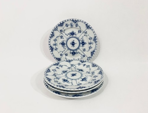 4x Royal Copenhagen Blue Fluted Full Lace 1087 Dessert Plates Diameter 17,5 cm