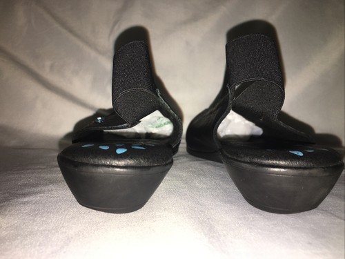 Cloud Black European Leather Sling back Comfort Shoes Mini Wedge Size US 9 M - Picture 7 of 16