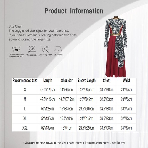 Damen Kleid Modern Tanzkleidung Kirche Tunika Latein Kostüm Camouflage Print - Bild 14 von 38