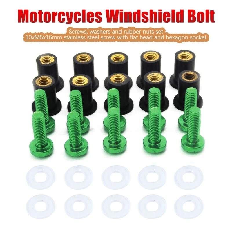 Kit de tornillos de pernos verdes para parabrisas apto para Honda CBR600RR 900RR 1000RR Foto 3 de 4