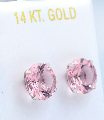 GENUINE 9.84 Cts MORGANITE STUD EARRINGS 14K SOLID WHITE GOLD -Free Appraisal - Picture 5 of 6