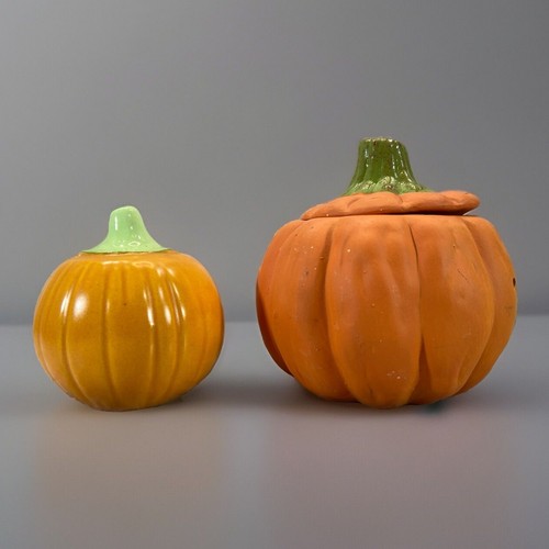 Vintage Halloween JACK-O-LANTERN Kürbis Teelichthalter und Keramik Kürbis Paar - Bild 4 von 8