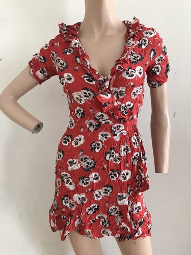KATE MOSS TOPSHOP RARE RED PANSY WRAP DRESS DRESS UK 10 EU 38 US 6 SMALL BNWT - Picture 4 of 12