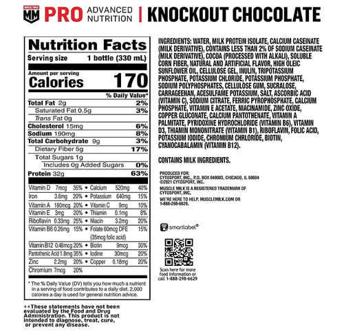 Muscle Milk Pro Advanced Nutrition Protein Shake Knockout Chocolate 11.16 Fl ... - Picture 2 of 7