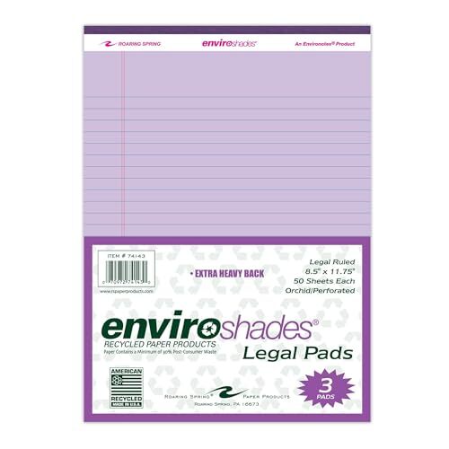 Enviroshades Recycled Legal Pads, 3 Pack, 8.5" x 11.75" 50 Sheets, Orchid - Bild 1 von 12