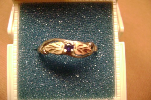 VINTAGE STERLINGSILBER .925 3-FARBIGES KRAPPEN-SET BLAUER SAPHIR BLATT GRÖSSE 7 RING!