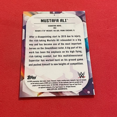 Mustafa Ali .. 2020 Topps Chrome WWE WRESTLING Card 4 - Picture 2 of 2