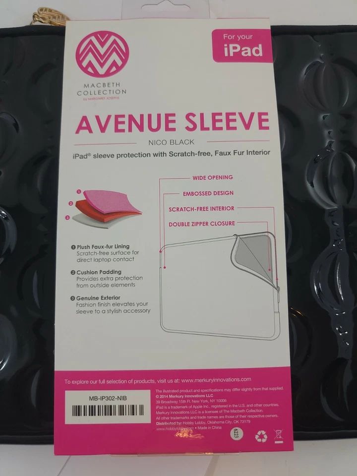 Moda Nación Colección Macbeth Nico Negro iPad Funda Cremallera Estuche Nuevo + Extr Foto 3 de 4