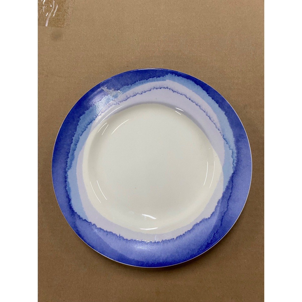 Lenox Indigo Watercolor Stripe Round Blue Salad Plate Inch Porcelain NEW