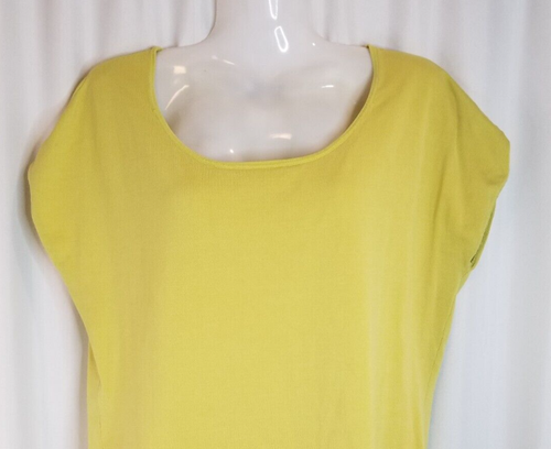 Jones New York Women's Top Blouse Silk Blend Size Medium Chartreuse Cap Sleeves - Picture 2 of 5