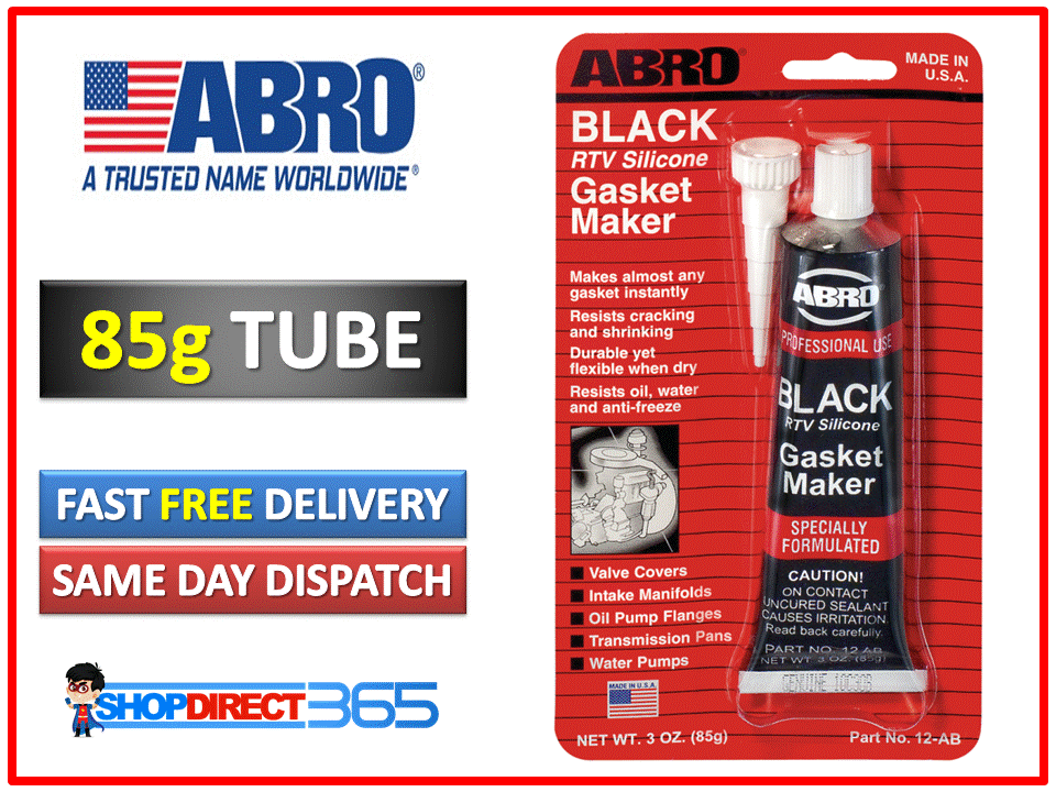 ABRO RTV SILICONE INSTANT GASKET MAKER BLACK HIGH TEMP SEALANT 3oz