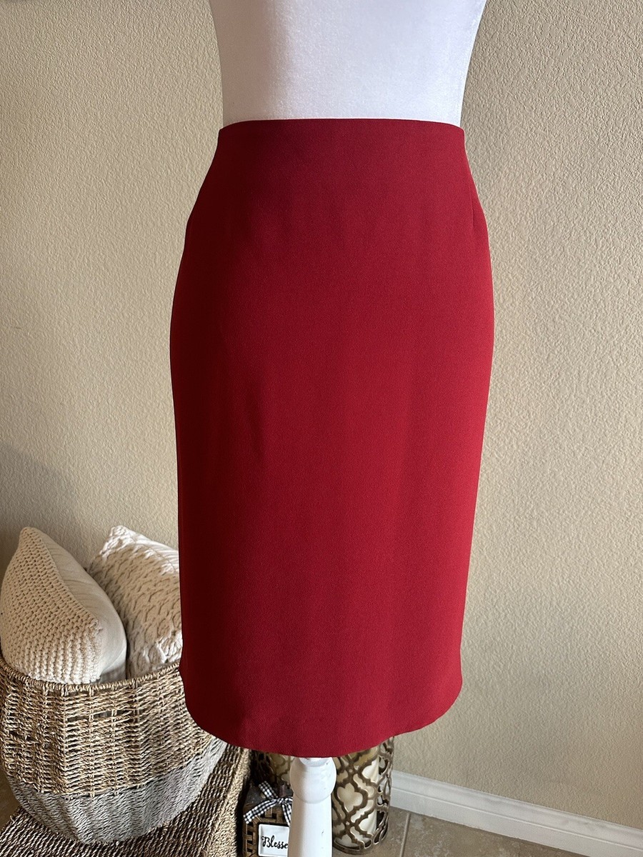 Casual Corner Annex Women's Red Knee Length Pencil Slit Lined
