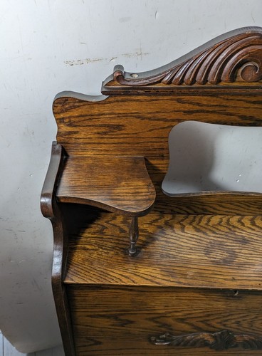 Antique Larkin Co. Victorian Oak Wood Drop Front Secretary Desk with Bookshelf - Picture 13 of 24