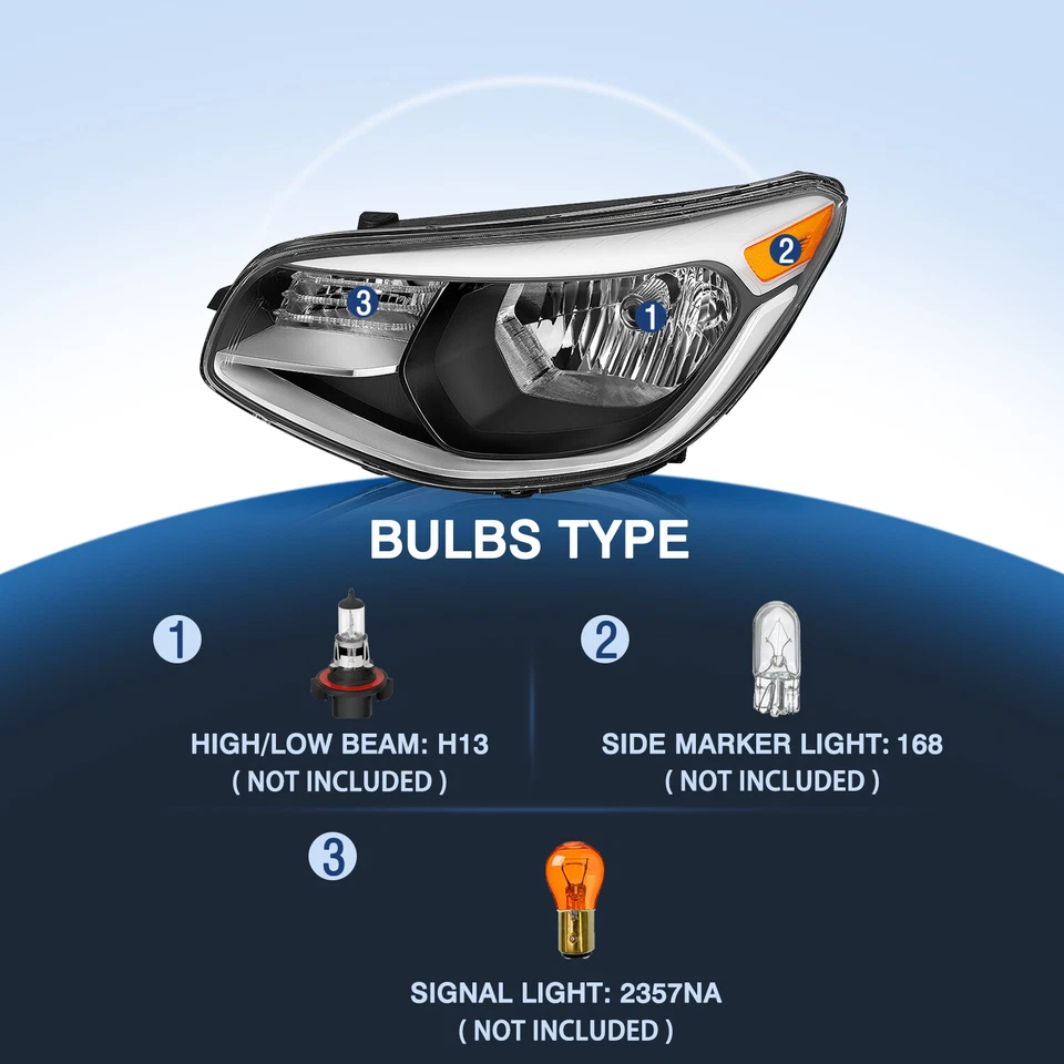 For 2014 2015 2016 2017 2018 2019 Kia Soul Halogen Headlights Assembly Pair - Image 4 of 4