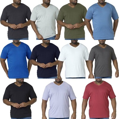 Duke D555 Herren Signature King Size Big Tall gekämmte Baumwolle V-Ausschnitt T-Shirt Oberteil