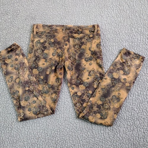 Almost Famous Jeggings Caramel Floral Size 5 Soft Stretch Button Zip - Picture 5 of 9