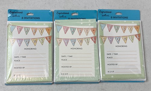 Hallmark Baby Shower Invitations 24 Single Panel Cards & Envelopes Expressions - Picture 1 of 4