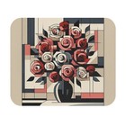 Mouse Pad (Rectangle) Pink and Red Roses in Vase Cubist Style Design 3