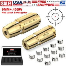 Red Laser Bore Sight Kit 9mm/.40SW Caliber Boresighter Combo For Rifles Handguns