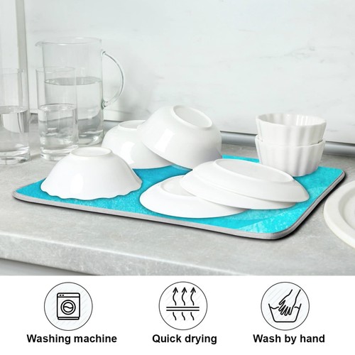 Dish Drying Mat Sea Ocean Teal Turquoise Drying Pad 18x24 Inch Dish Drainer Mat - Picture 6 of 6