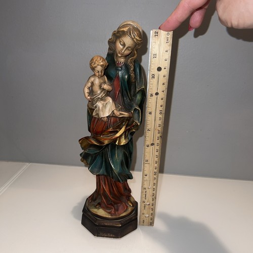 Vintage geschnitzte Holz Madonna mit Kind G. Serraglini Firenze Florentiner Italien - Bild 18 von 18