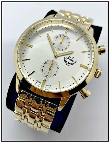 Men's CLASSY ELEGANT DIVER Round Gold LUXURY Designer Fashion WRIST WATCH 47mm - Picture 2 of 8