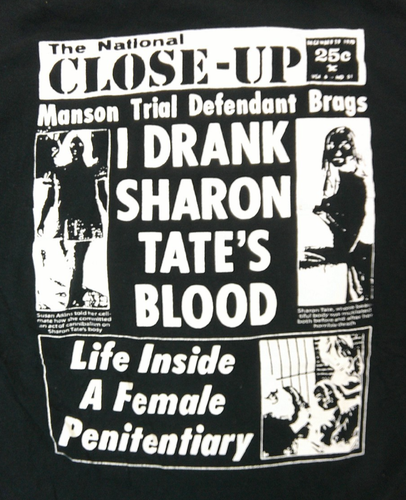 Maglietta Superradical Charles Manson Sharon Tate Punk primi anni 2000