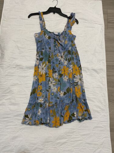 Floral Dress Size Medium Angie Smocked Boho 100% Rayon Knee Length Casual NWT