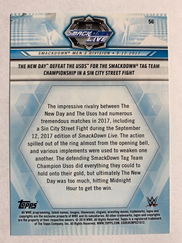 Topps The New Day Defeat The Usos For The SmackDown Tag Team Championship 08/25 - Picture 2 of 2