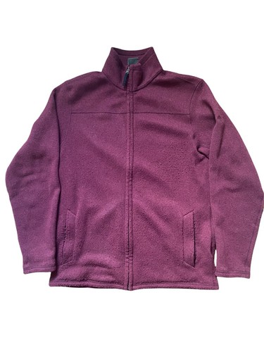 Timberland Mens Fleece Cardigan / Jacket - Size MEDIUM Burgundy M Used - Picture 10 of 20