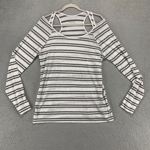 Camisa Marc New York Mujer Grande Gris Blanco Rayas Manga Larga Rendimiento - Imagen 1 de 14