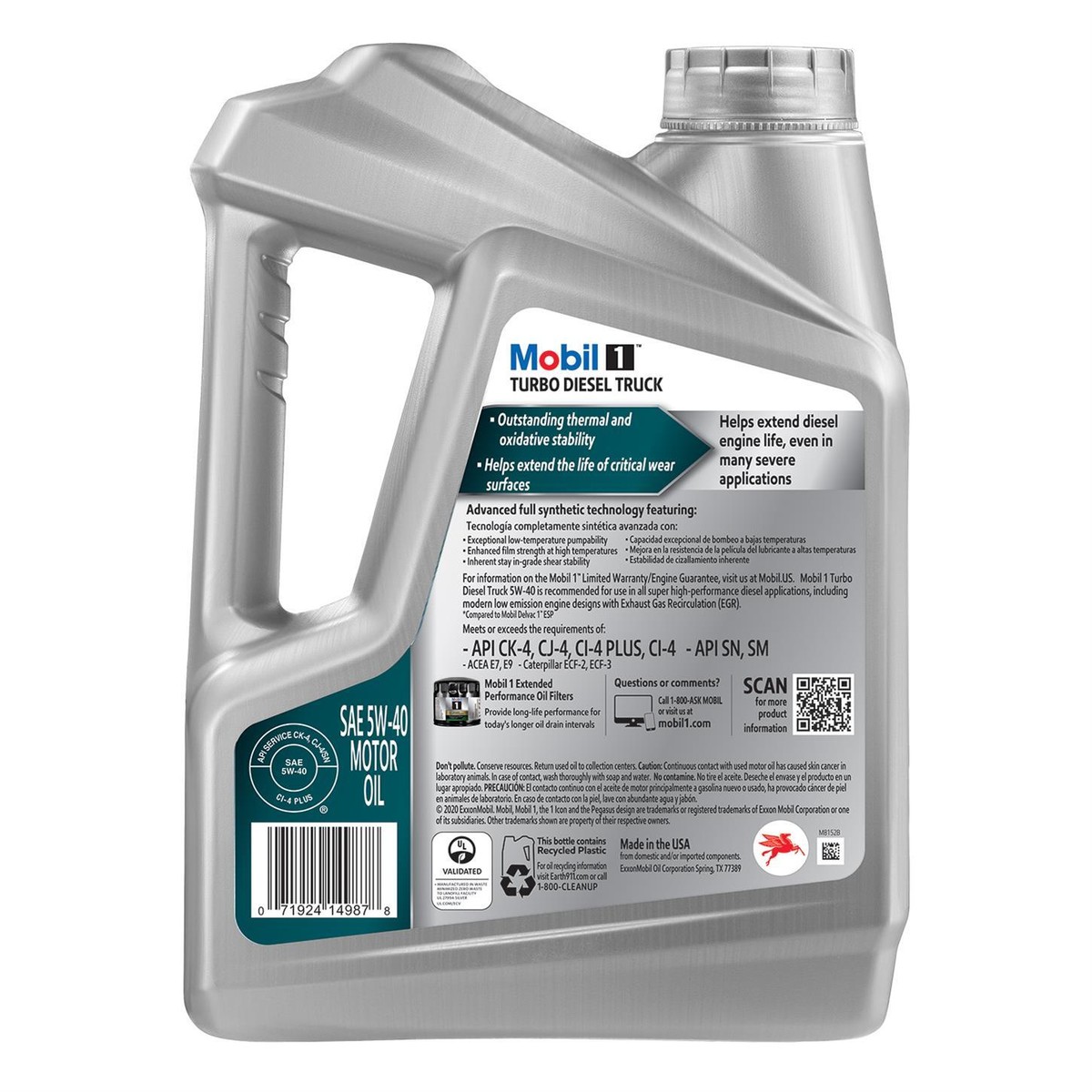Mobil 1 127097 Turbo Diesel Truck Oil 5W-40, 1 Gallon, Case