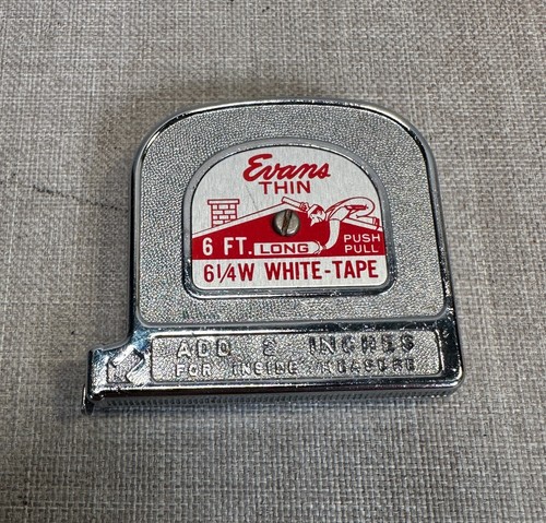 Vintage Evans Thin 6' long 1/4" wide White Tape Measure - Very Good Condition! - 第 1/5 張圖片