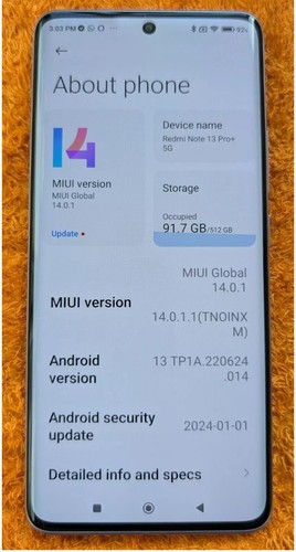 16GB Xiaomi Redmi Note 13 Pro Plus 5G Phone Dimensity 7200 Ultra 200M 120W 512G - Picture 6 of 9