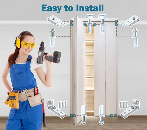 Bifold Door Hardware Repair Kit - 2 Pack Bi-fold Sliding Closet Doors Parts I... - Picture 3 of 6