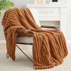Faux Fur Throw Blanket for Couch, Rabbit Fur Warm Luxurious Soft Striped Cozy Fl