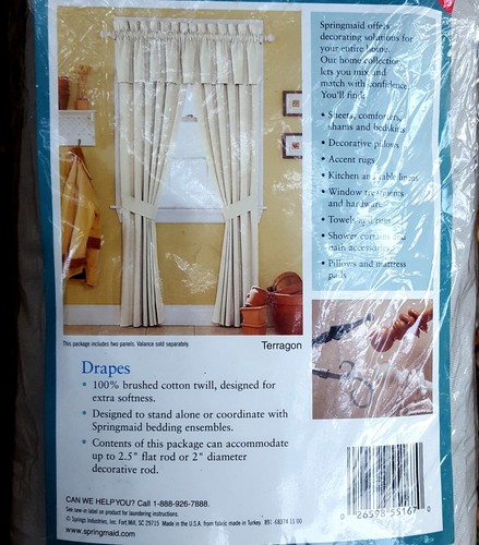 2 Pair VTG Unopened Pkgs ~ Springmaid Brushed Twill Drapes 80x63" Terragon Green - Picture 4 of 5