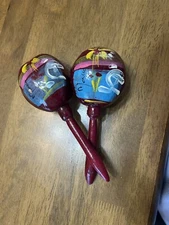Tropical Fun Maracas Hand Decorated Wood (2 pack)
