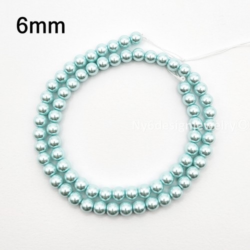 Cuenta suelta redonda perla de vidrio azul bebé 3, 4, 6, 8, 10, 12 mm 16" filamento #26 - Imagen 17 de 20
